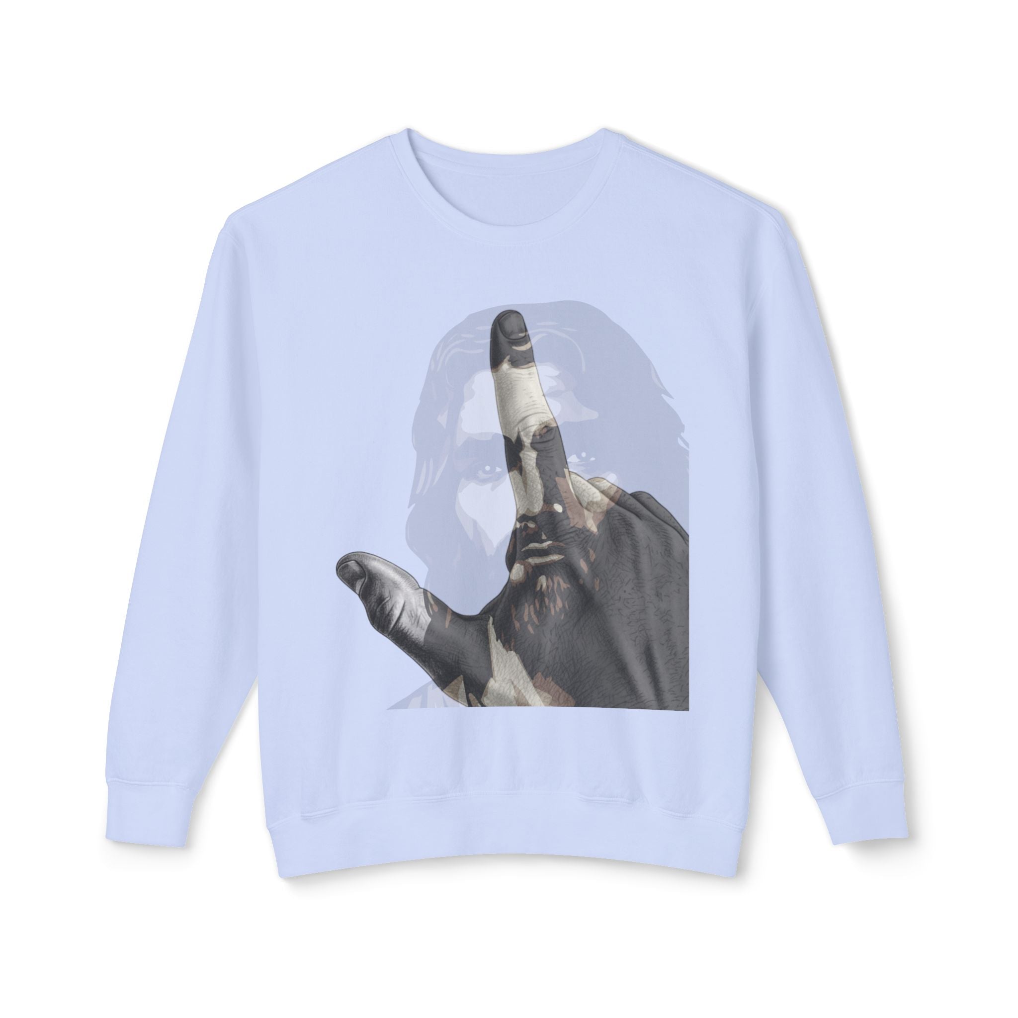 Jesus And J Hand Gesture, Large Print, Unisex Lightweight Crewneck Sweatshirt