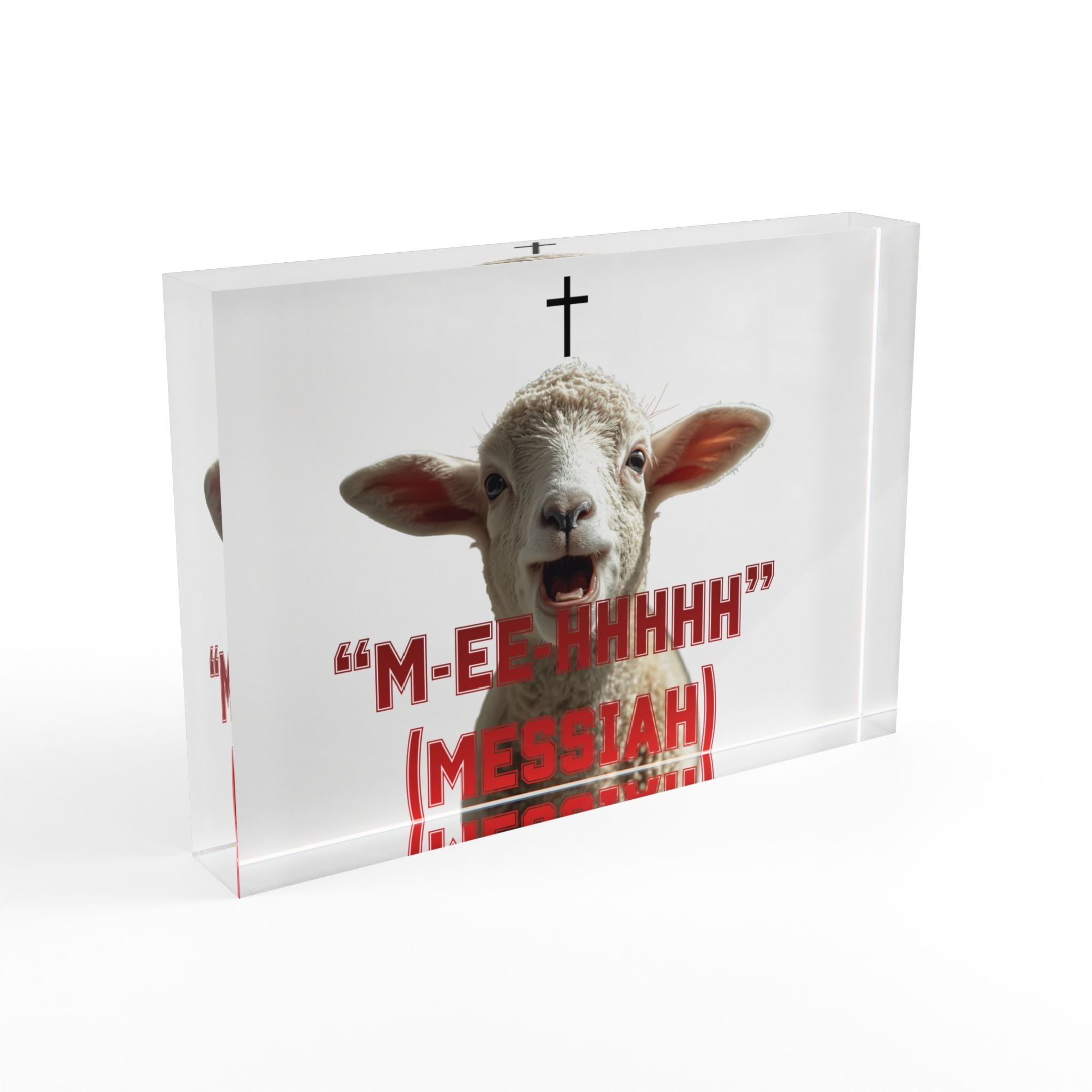 "M-EE-HHHHH" (Messiah)™ White Photo Block