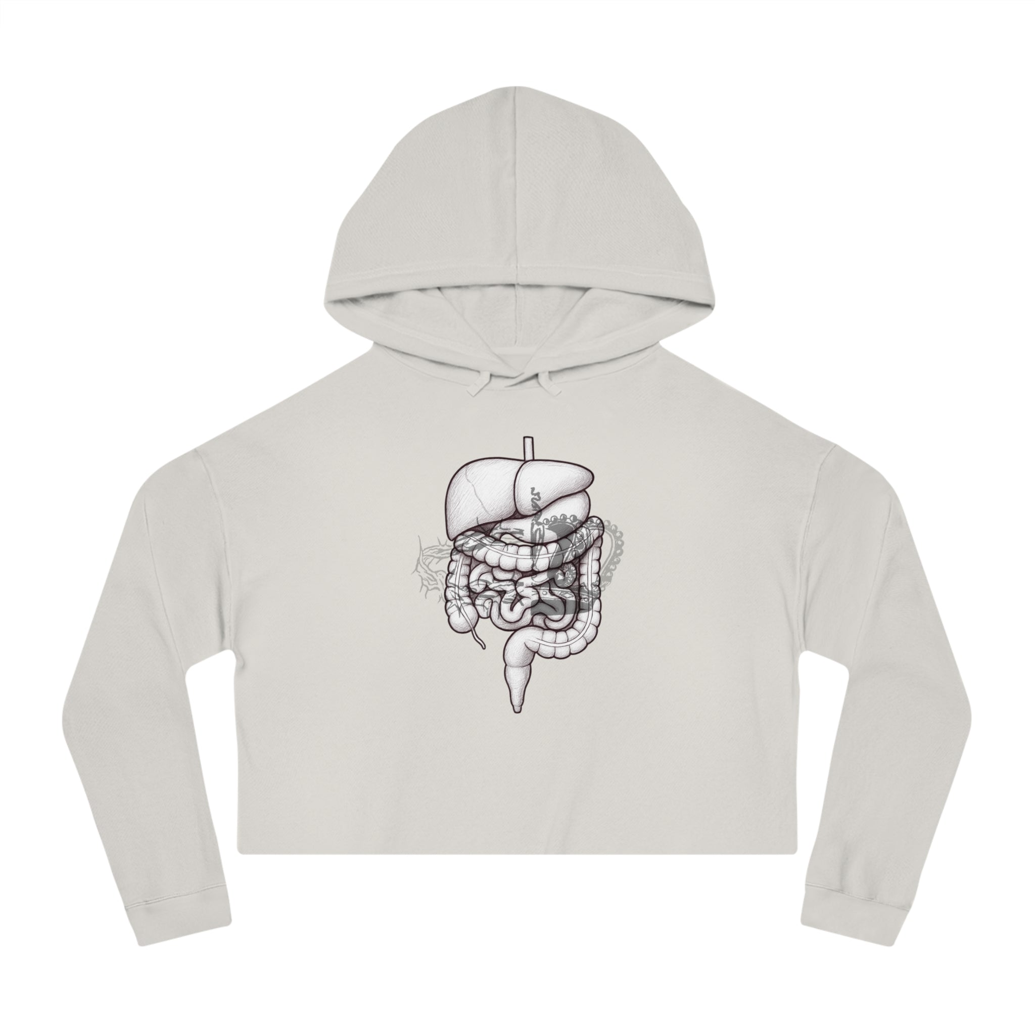 2 Crowns and Intestines, 2 Sided Women’s Cropped Hooded Sweatshirt