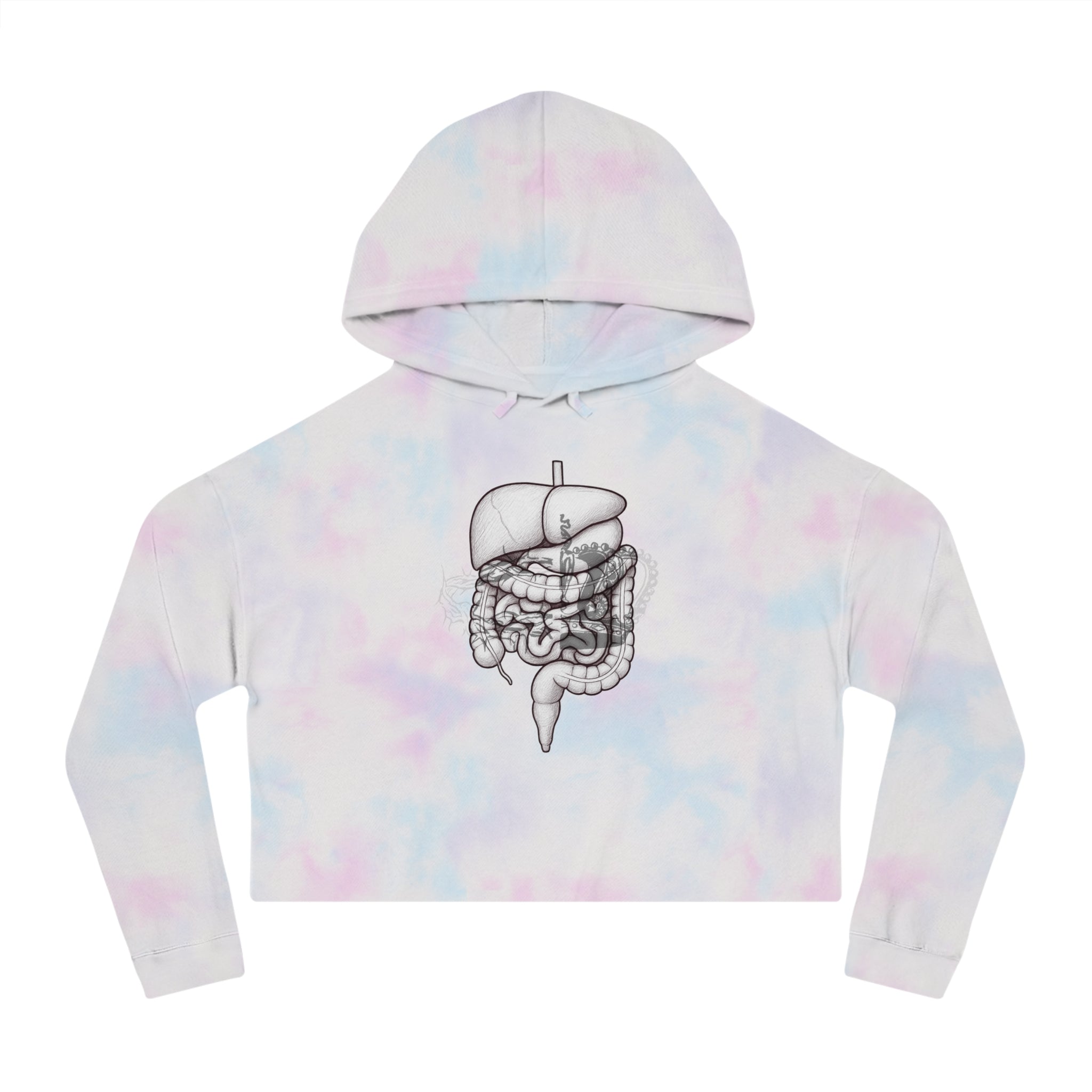 2 Crowns and Intestines, 2 Sided Women’s Cropped Hooded Sweatshirt