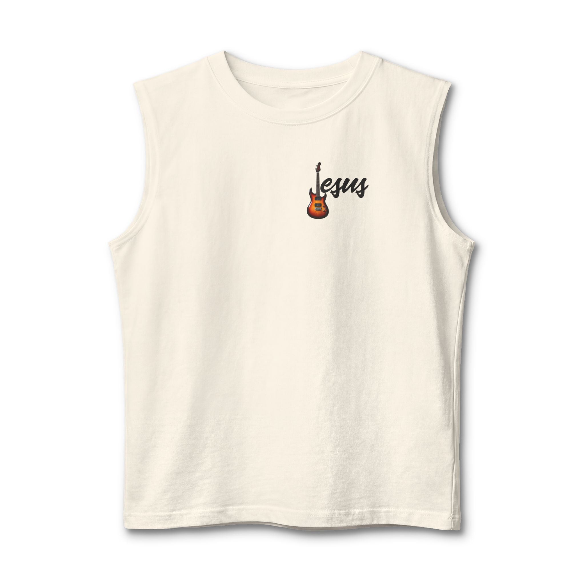 Jesus With Guitar, 2 Sided Unisex Jersey Muscle Tank