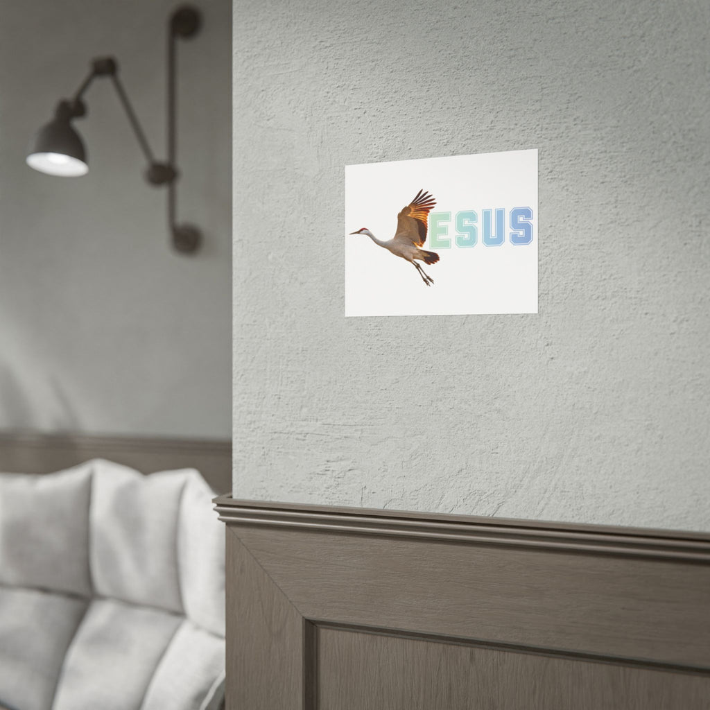 Jesus With Crane Bird, White Rolled Posters