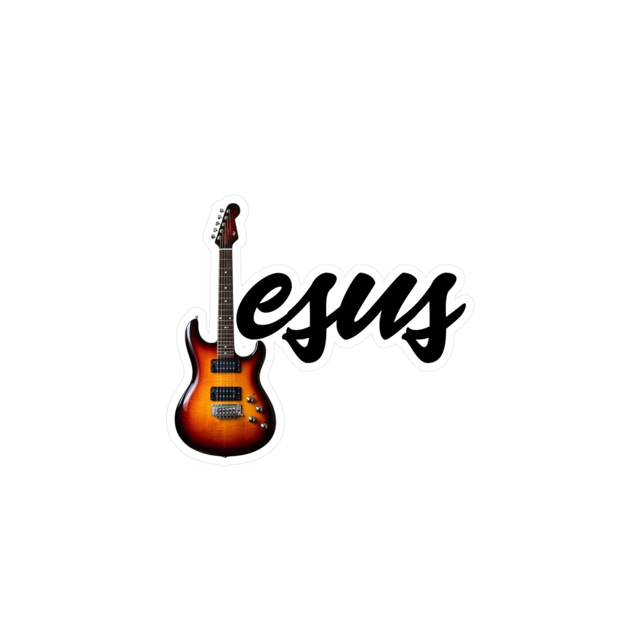 Jesus With Guitar, Kiss-Cut Vinyl Decals, Sticker