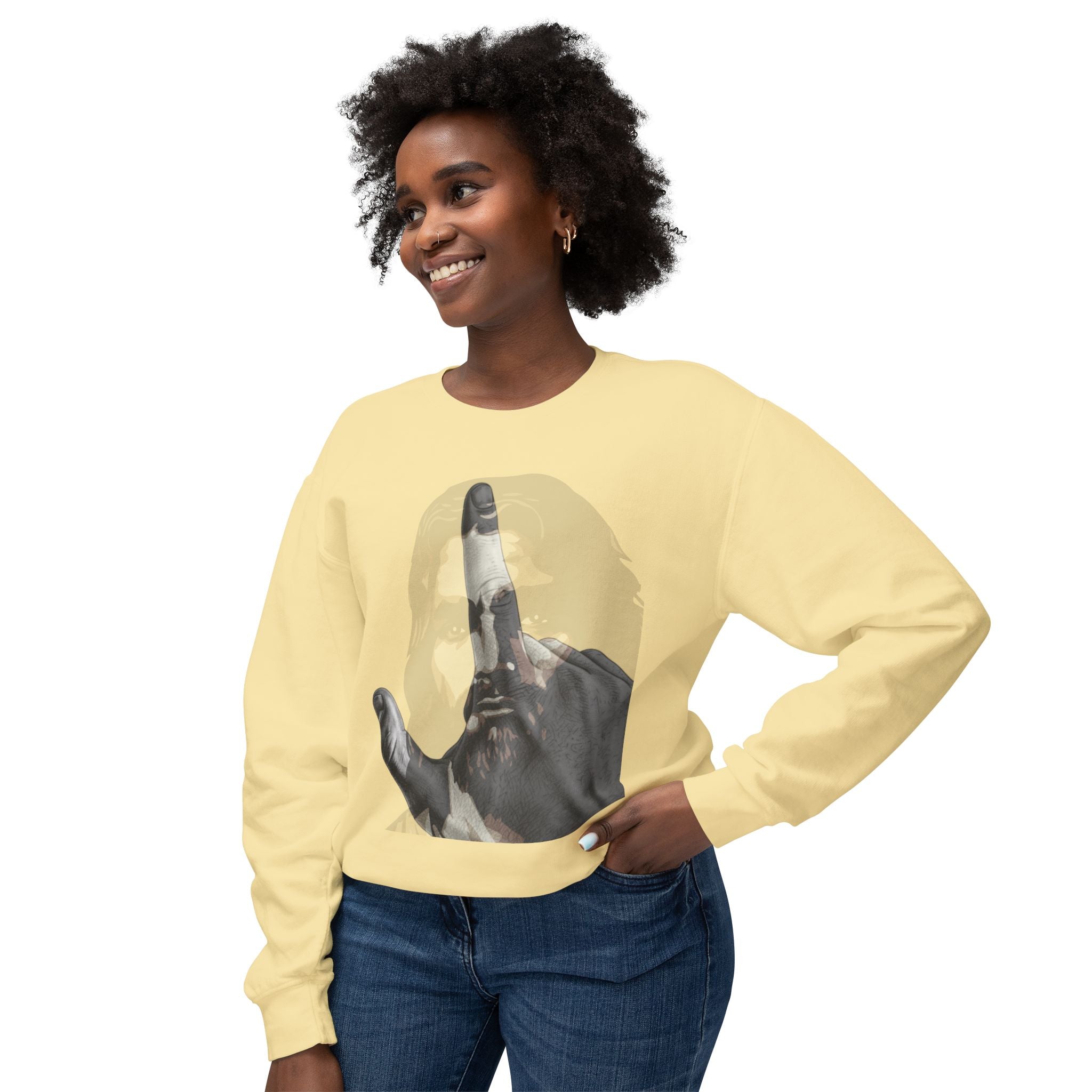 Jesus And J Hand Gesture, Large Print, Unisex Lightweight Crewneck Sweatshirt