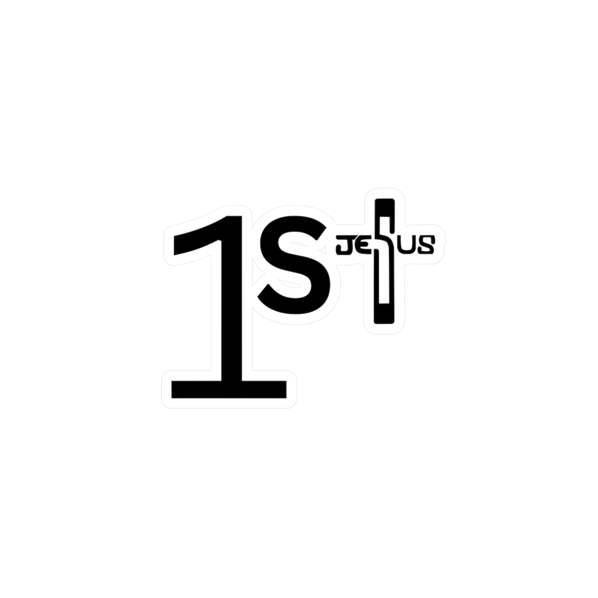 1st with Jesus Cross Kiss-Cut Vinyl Decals