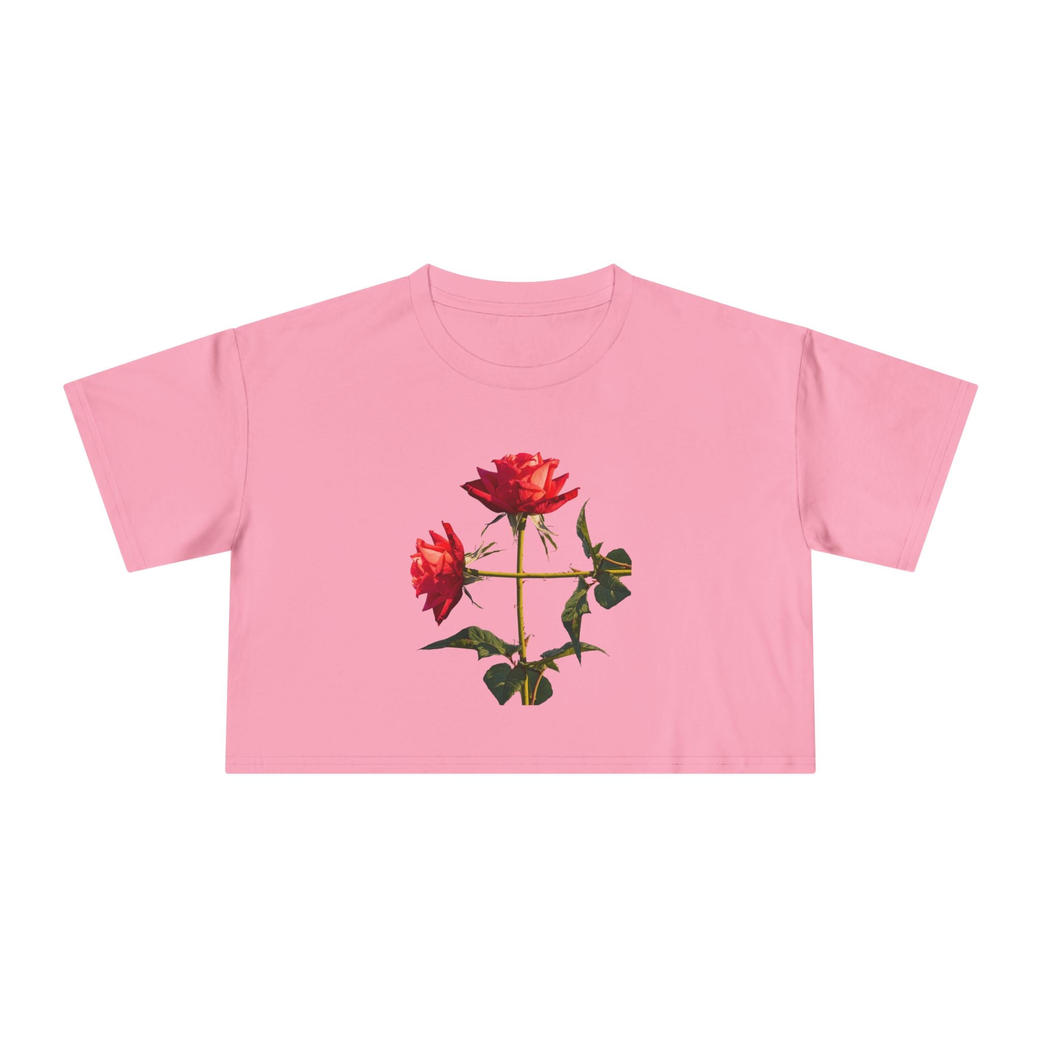 Cross Form Red Roses, Women's Crop Tee