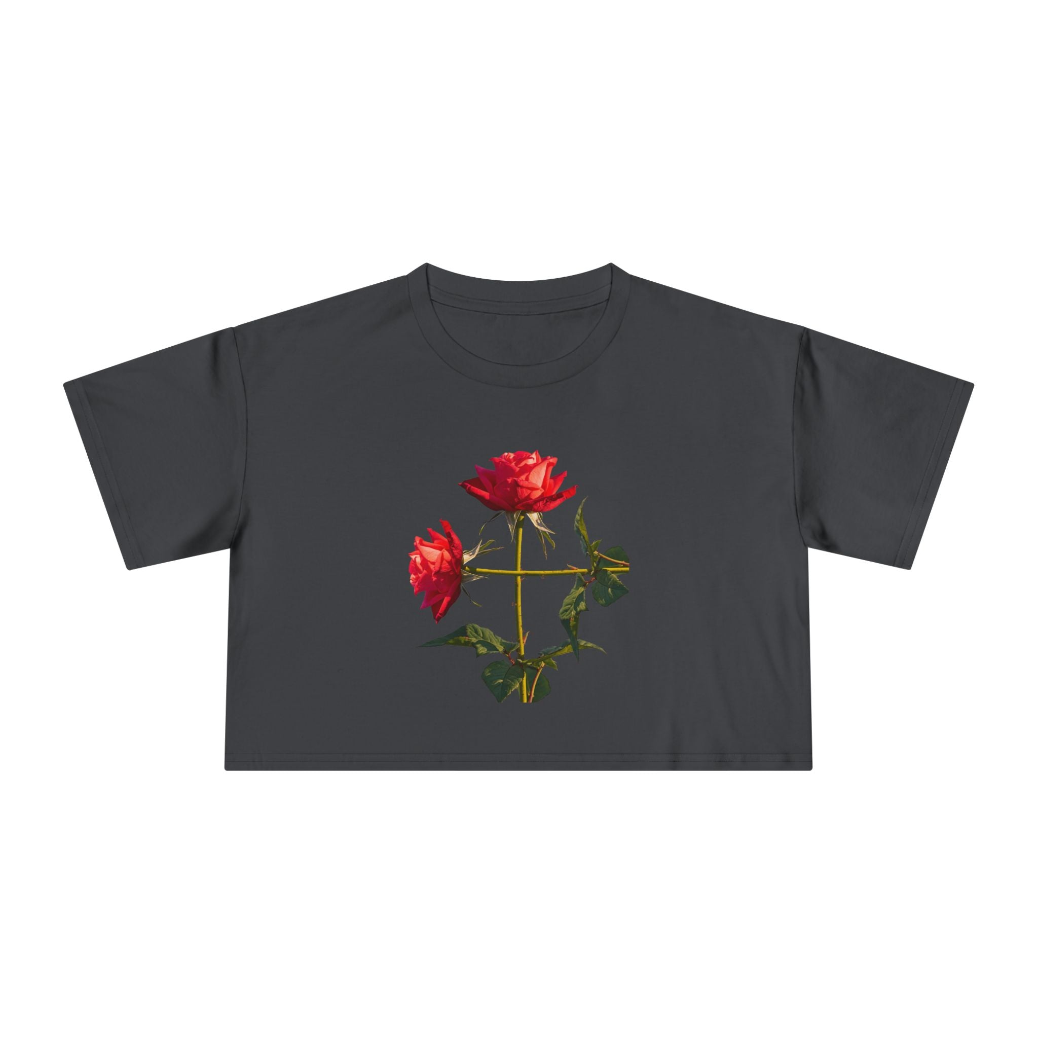 Cross Form Red Roses, Women's Crop Tee
