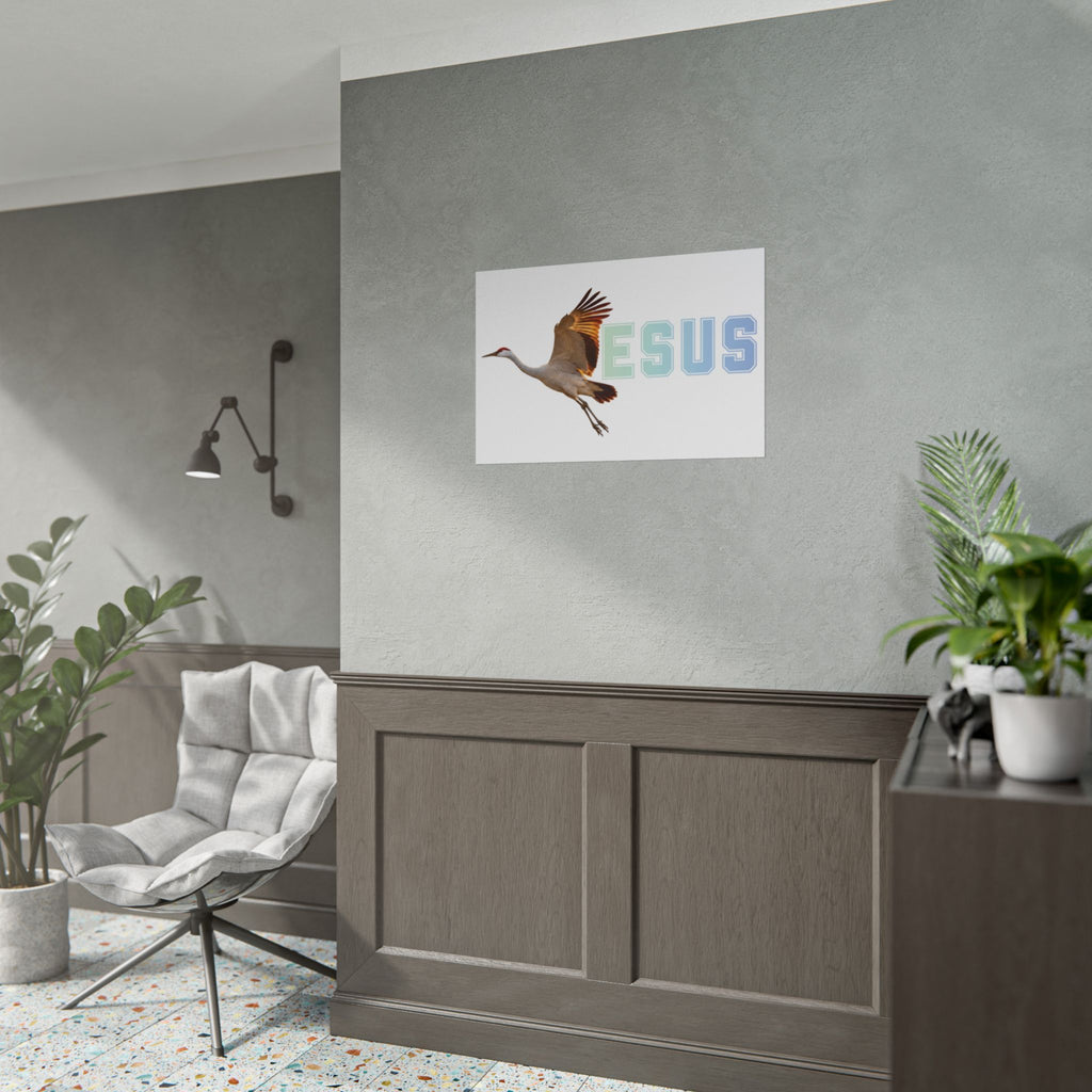 Jesus With Crane Bird, White Rolled Posters
