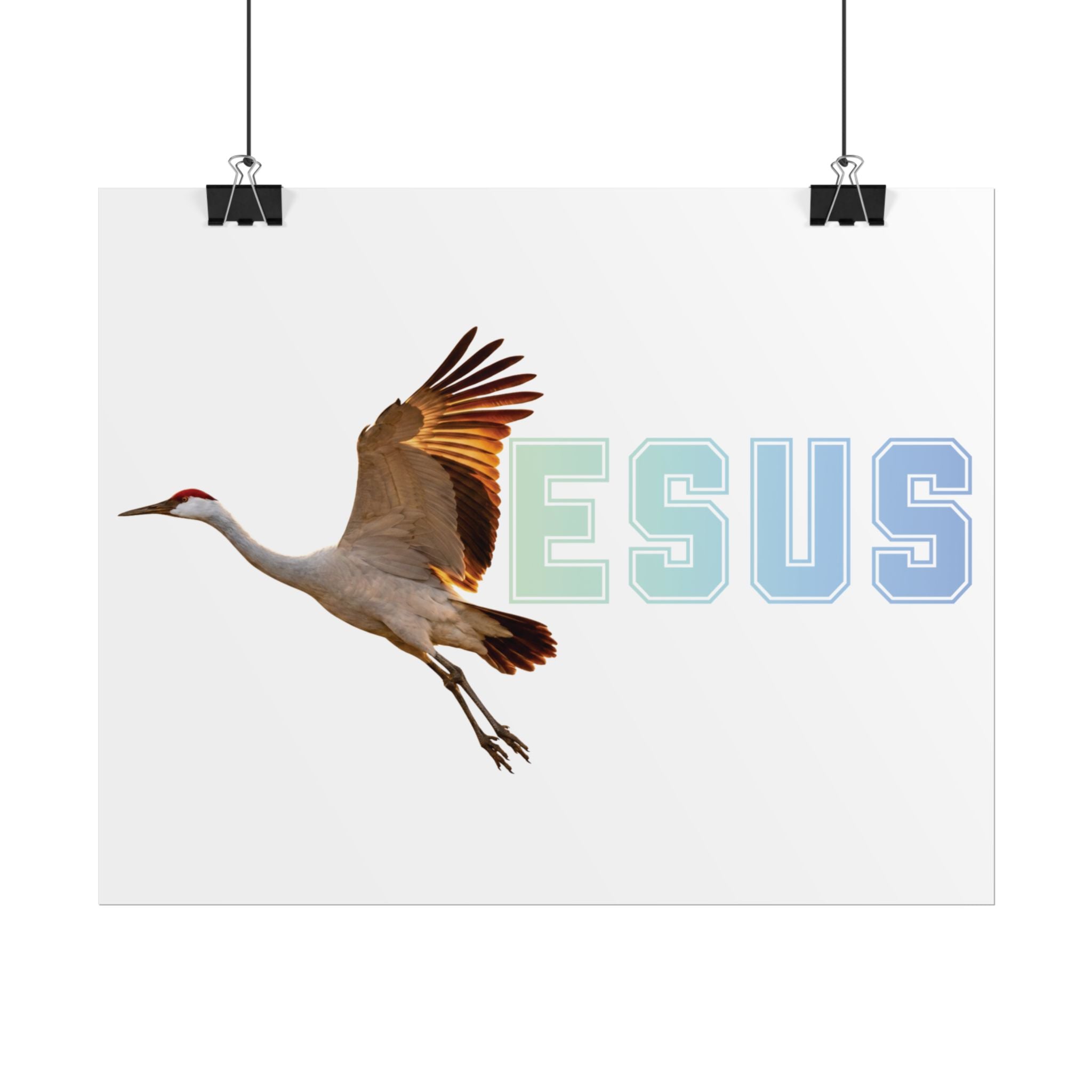 Jesus With Crane Bird, White Rolled Posters