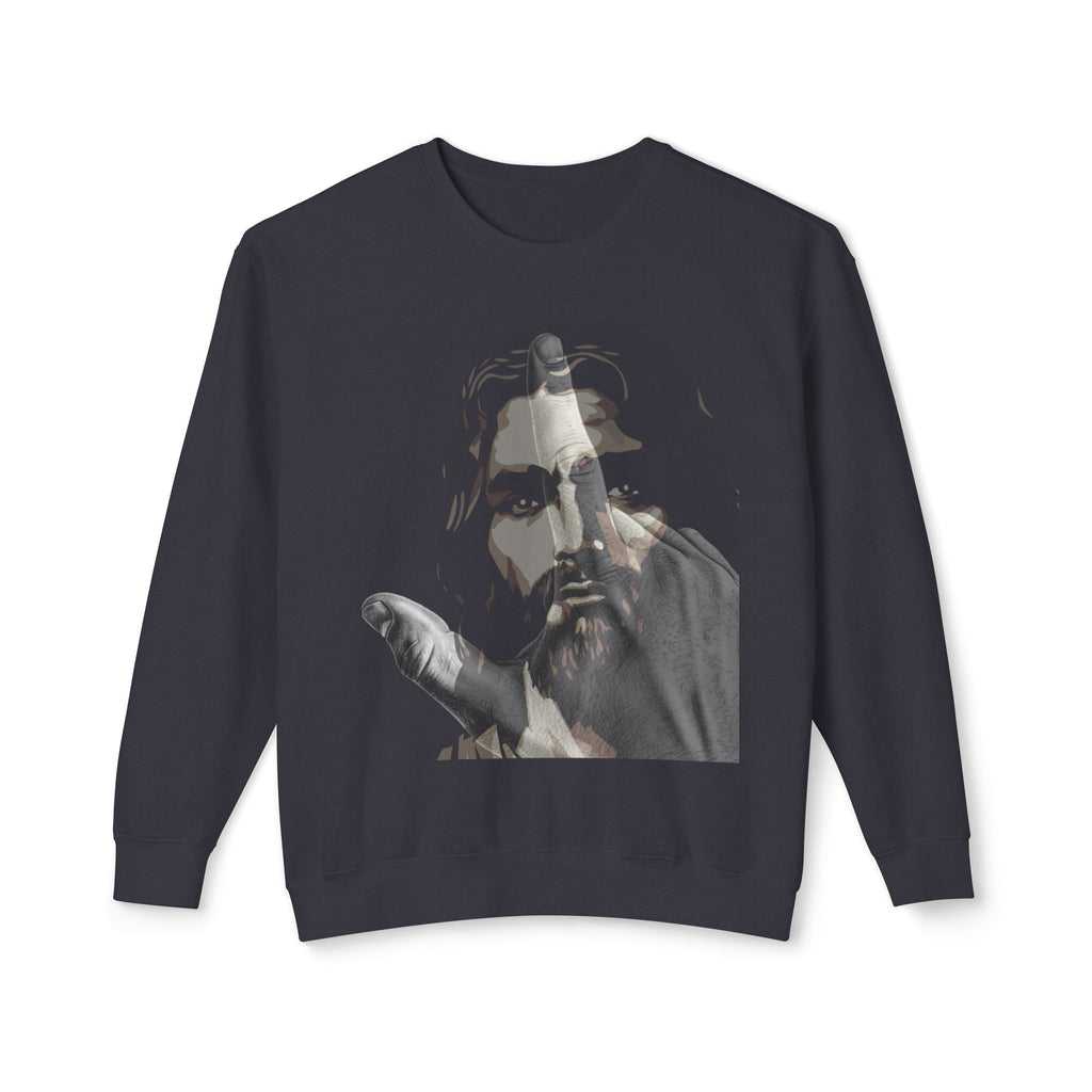 Jesus And J Hand Gesture, Large Print, Unisex Lightweight Crewneck Sweatshirt