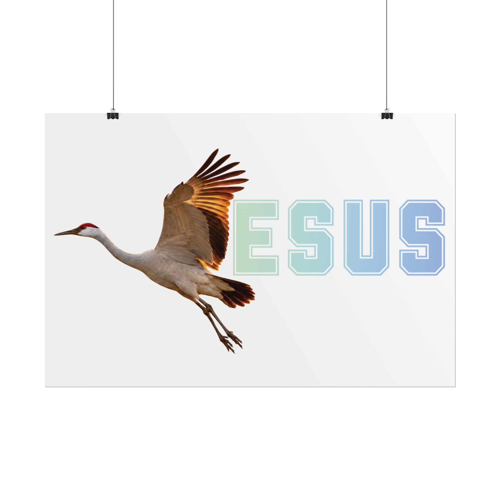 Jesus With Crane Bird, White Rolled Posters