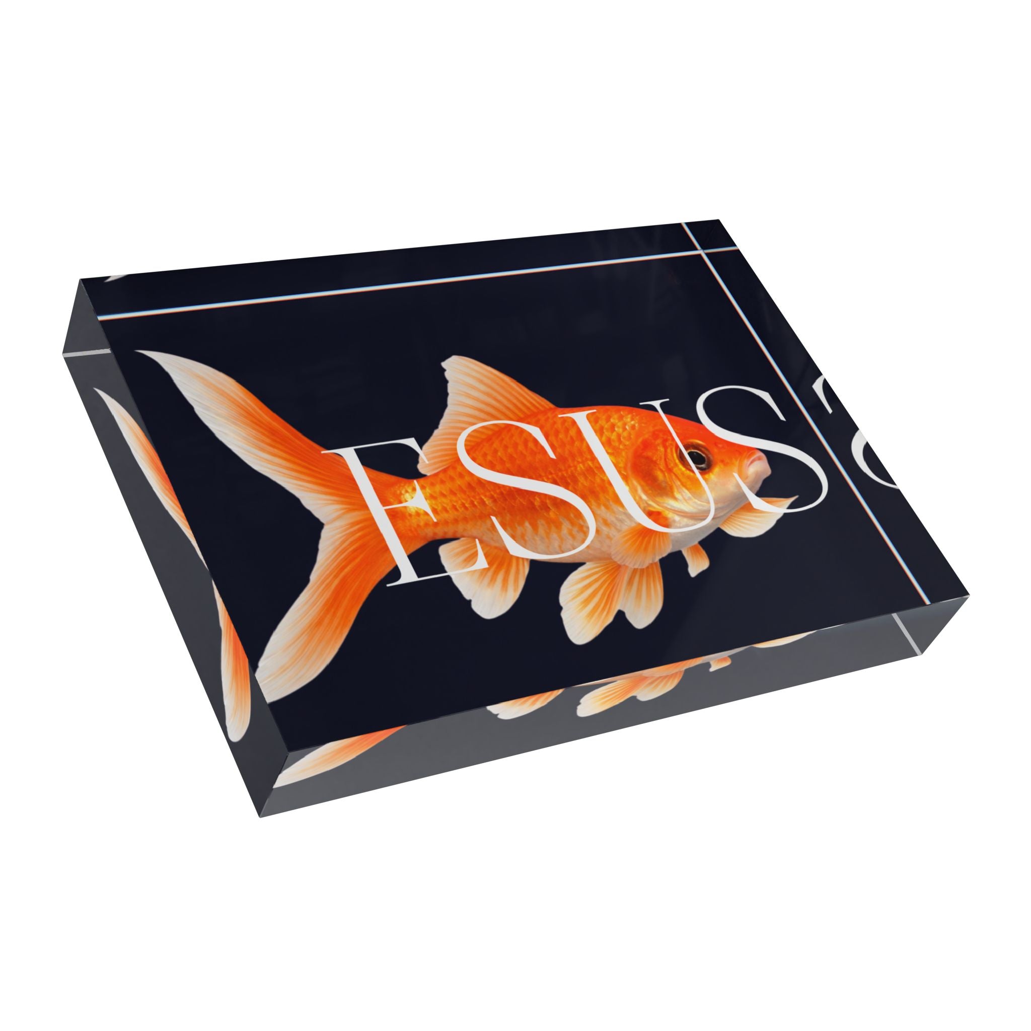 Jesus With Goldfish, Ocean Blue Photo Block