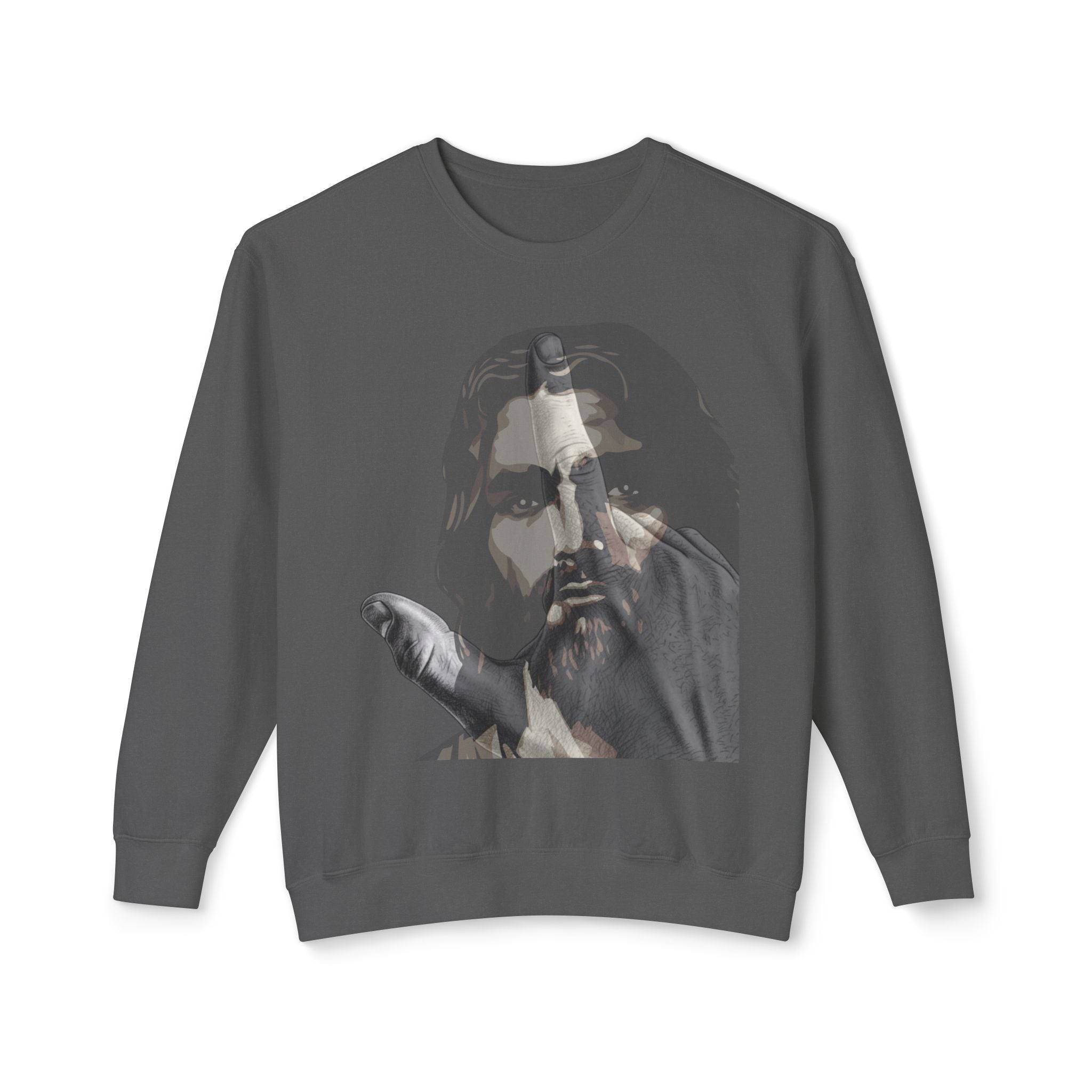 Jesus And J Hand Gesture, Large Print, Unisex Lightweight Crewneck Sweatshirt