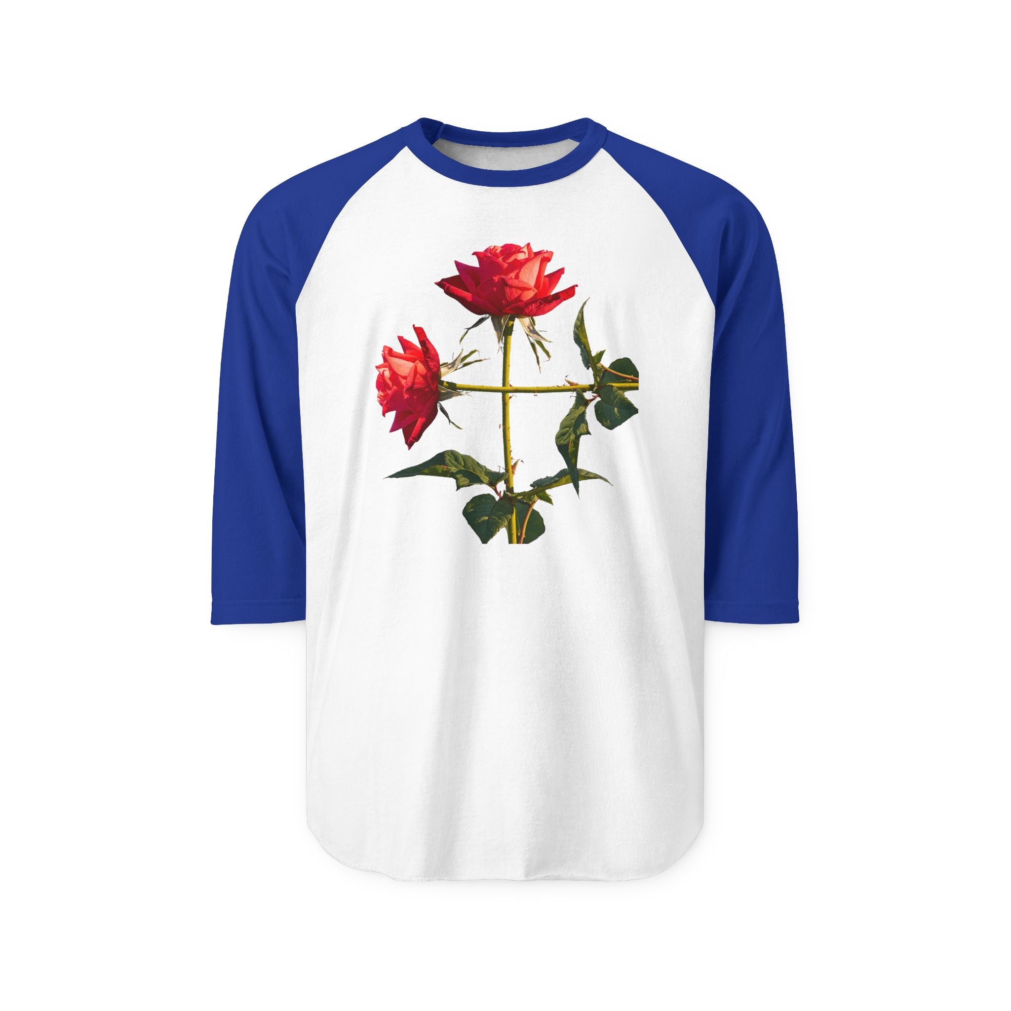 Cross Form With Red Roses, Unisex Three-Quarter Sleeve Raglan Shirt