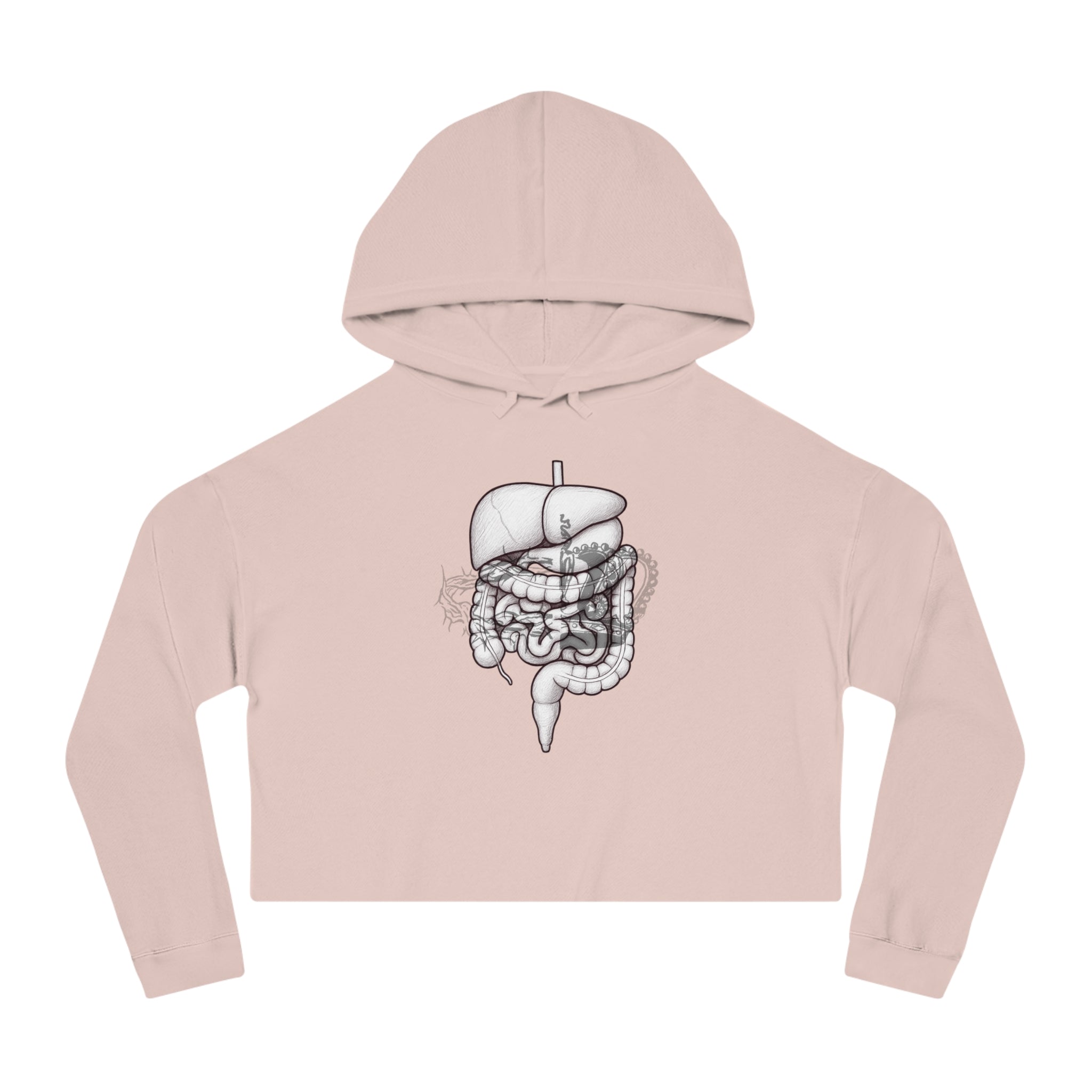 2 Crowns and Intestines, 2 Sided Women’s Cropped Hooded Sweatshirt