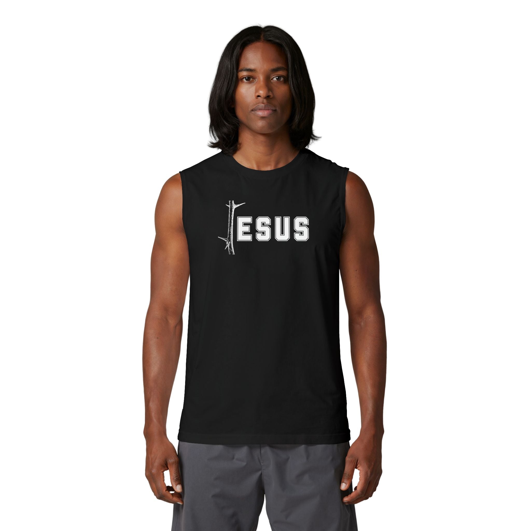 Jesus With Branch Of Thorns, 2 Sided Jersey Muscle Tank