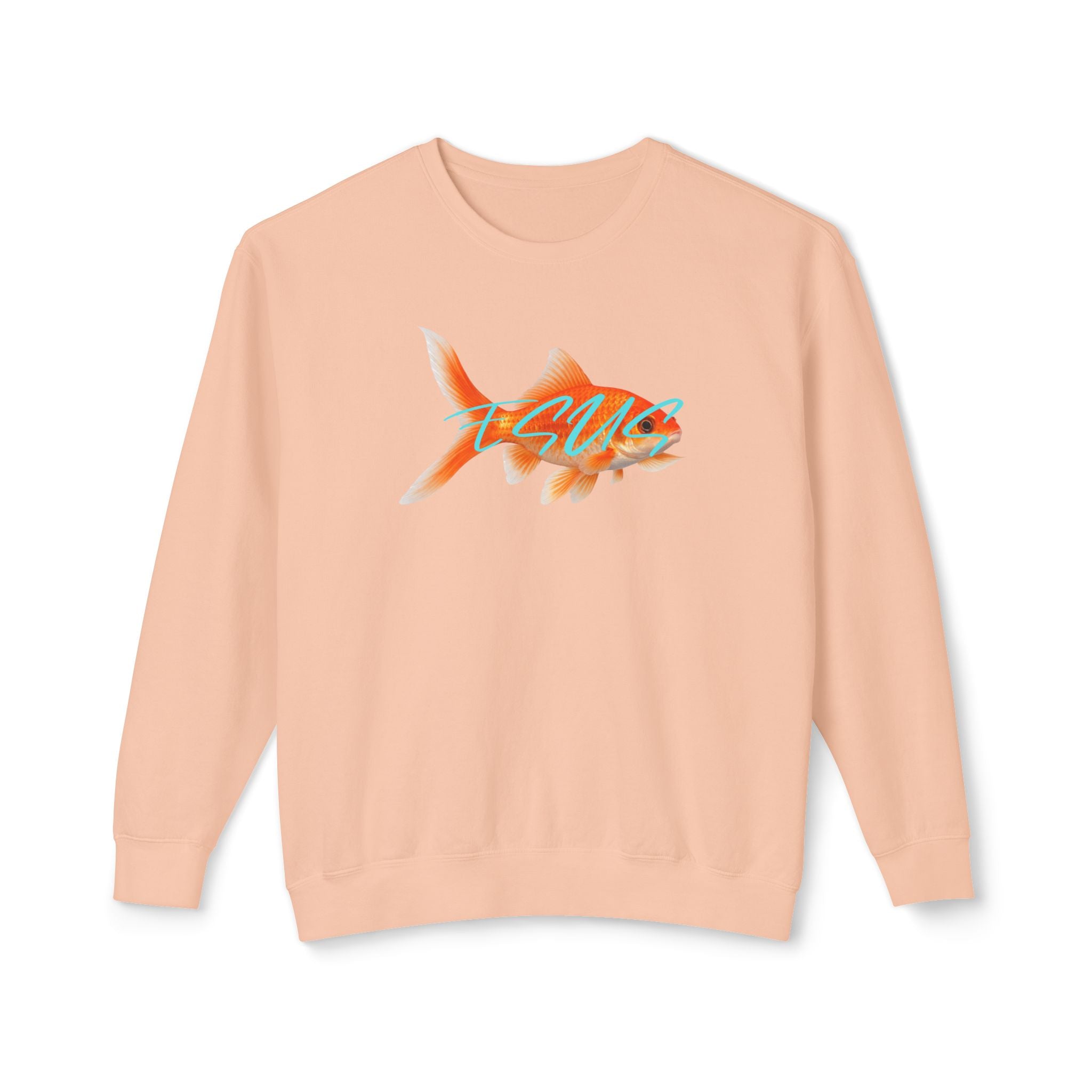 Jesus With Goldfish, 2 Sided Unisex Lightweight Crewneck Sweatshirt
