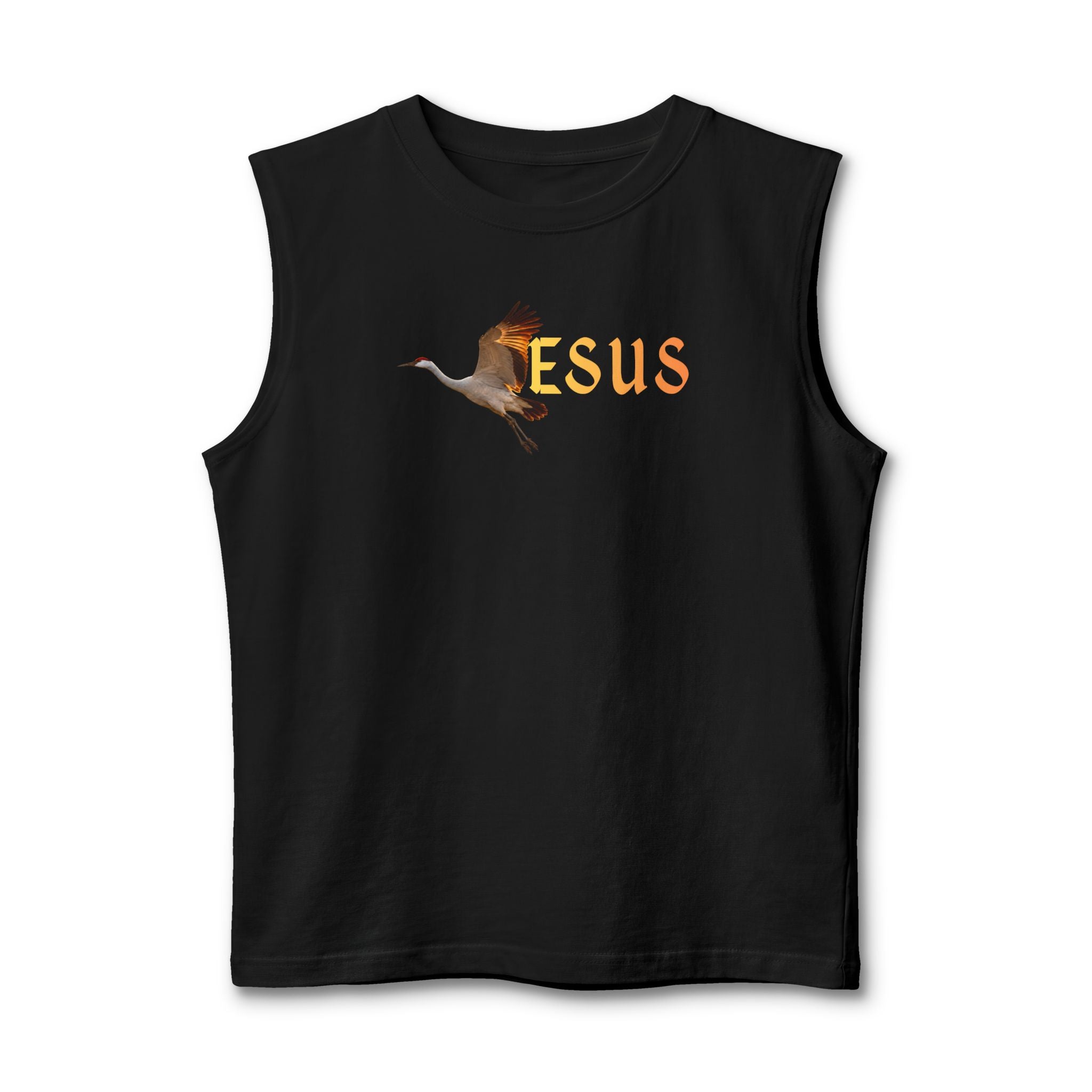 Jesus With Crane Bird, Unisex Jersey Muscle Tank