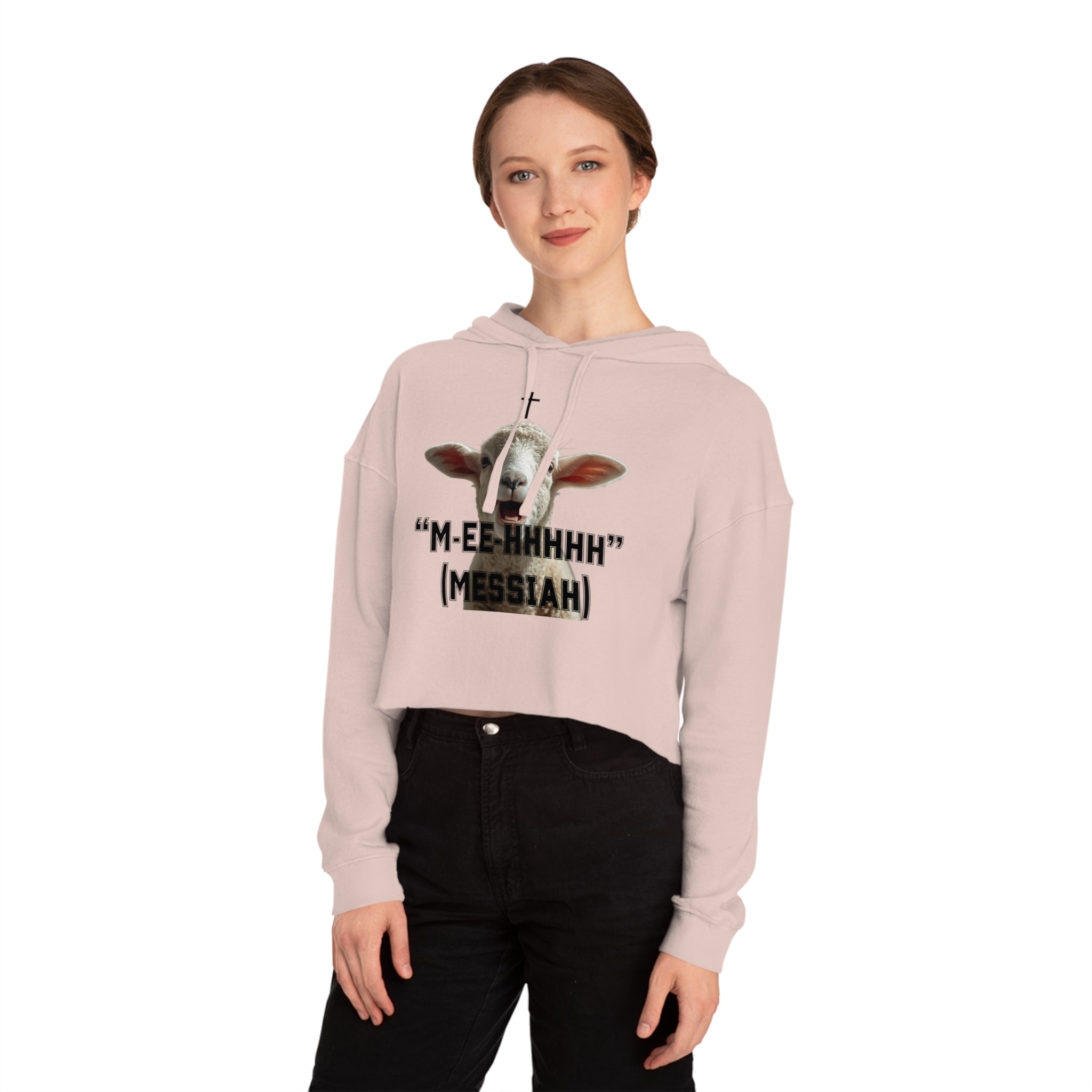 "M-EE-HHHHH" (Messiah)™ Women’s Cropped Hooded Sweatshirt