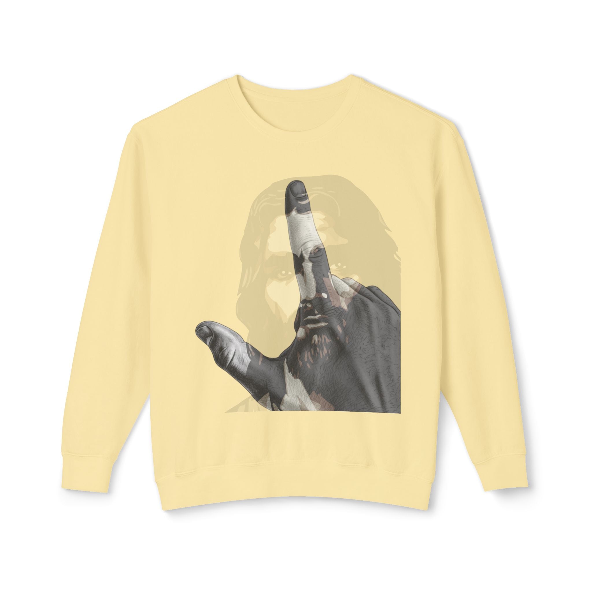 Jesus And J Hand Gesture, Large Print, Unisex Lightweight Crewneck Sweatshirt