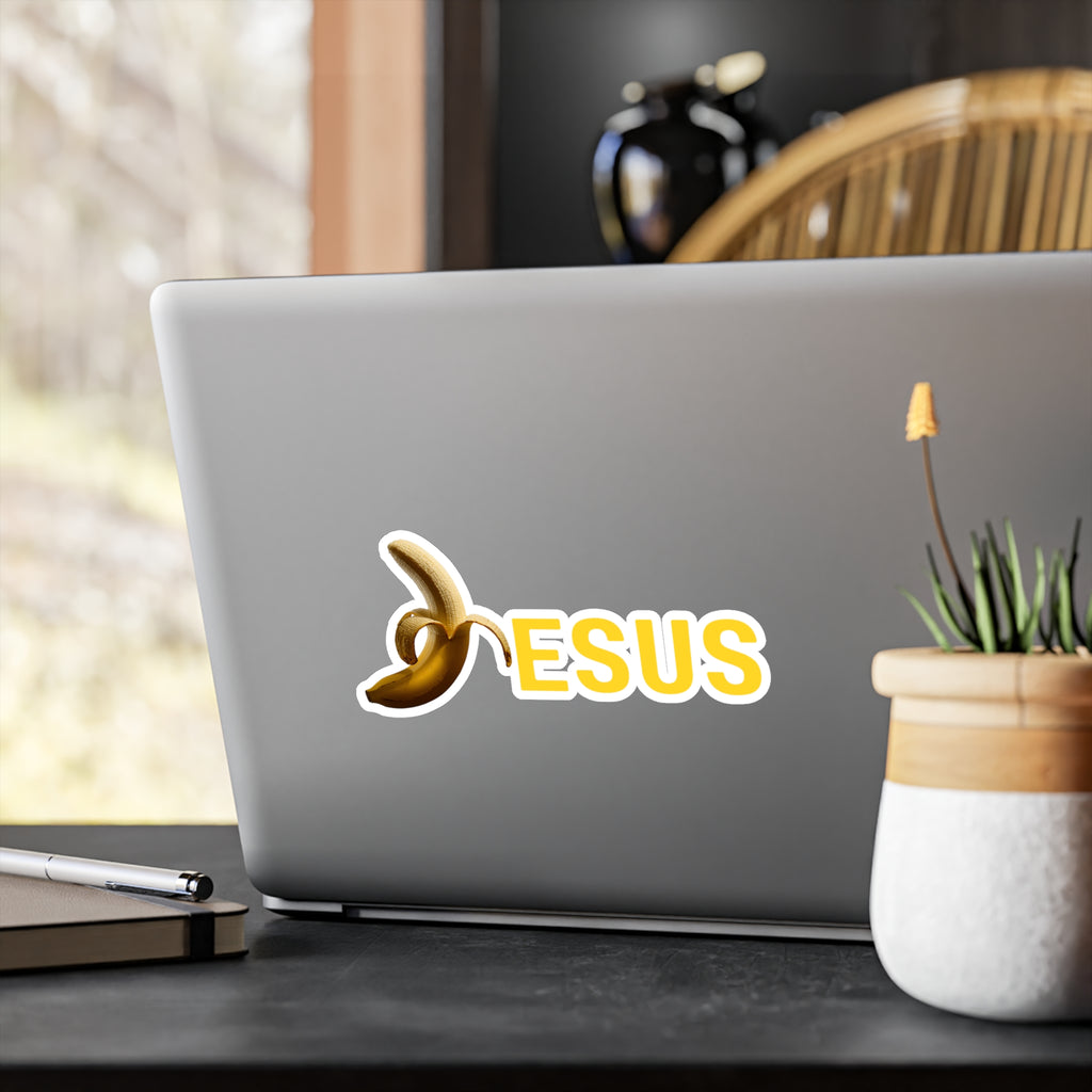Jesus With Banana 2, Kiss-Cut Vinyl Decals, Sticker