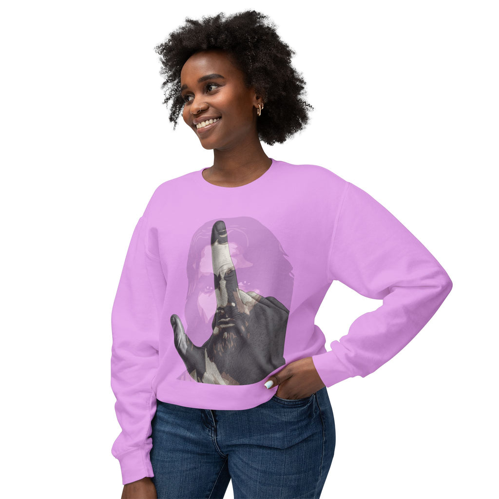 Jesus And J Hand Gesture, Large Print, Unisex Lightweight Crewneck Sweatshirt