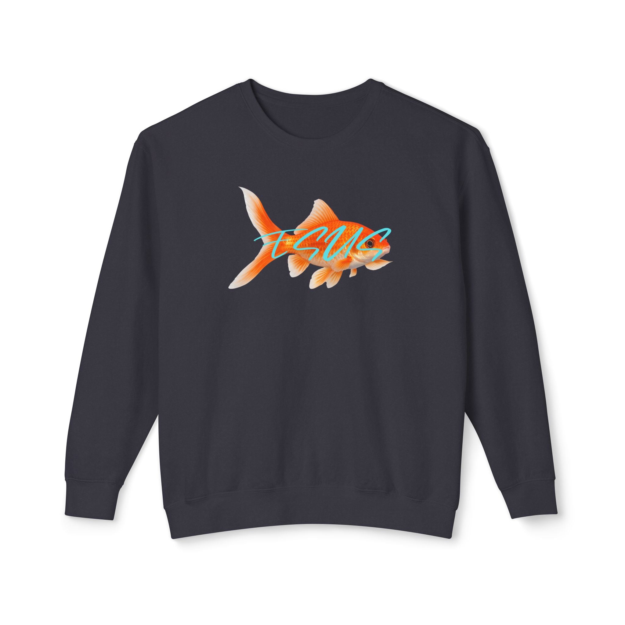 Jesus With Goldfish, 2 Sided Unisex Lightweight Crewneck Sweatshirt