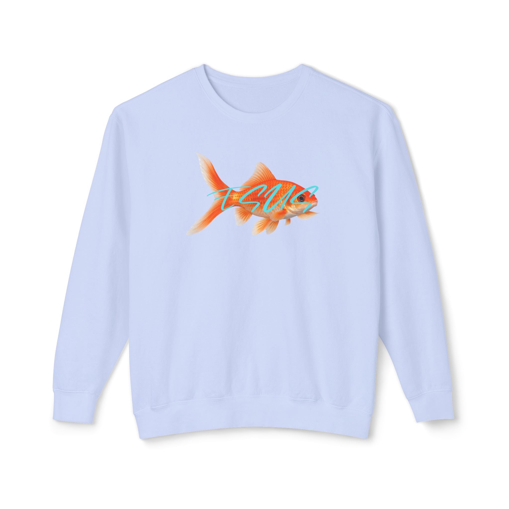 Jesus With Goldfish, 2 Sided Unisex Lightweight Crewneck Sweatshirt