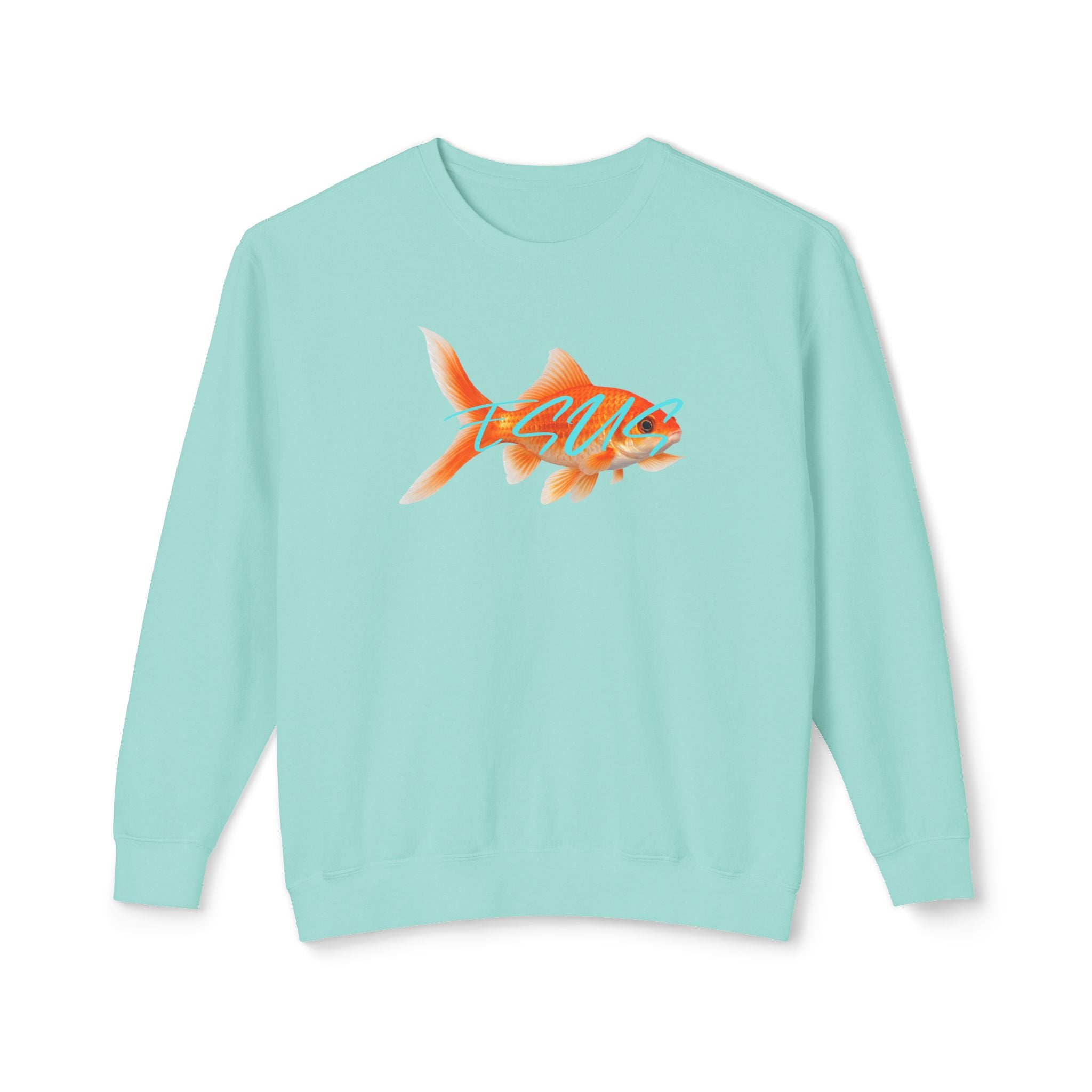 Jesus With Goldfish, 2 Sided Unisex Lightweight Crewneck Sweatshirt